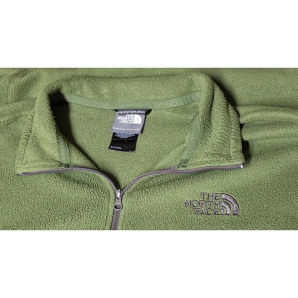 The North‎ Face Fleece Pullover Mens Large Green TKA 100 Quarter Zip Mock Neck